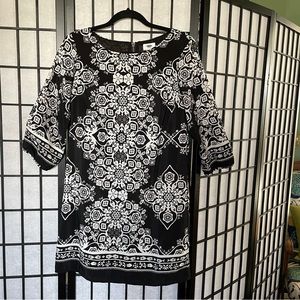 Old Navy Sheath Black and White Paisley Shift Dress S/P